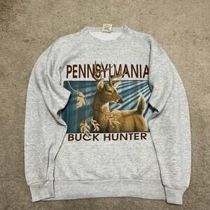 Vintage 1996 Pennsylvania Buck Hunter Big Graphic Nature Crewneck Large